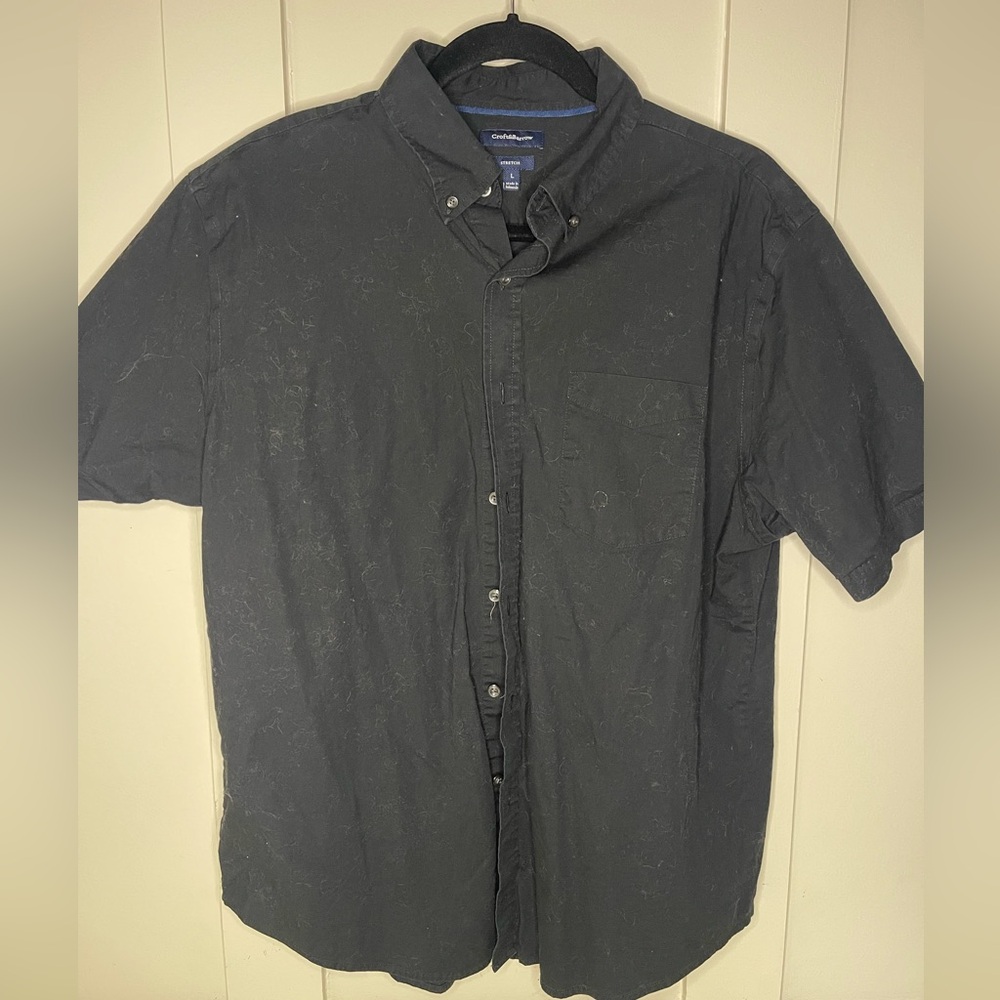 Croft & Barrow Stretch Black Button-Up Shirt Size Mens Large Preloved